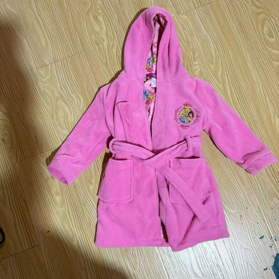 外贸原单美人鱼公主女童家居袍秋冬保暖加绒双层睡袍长款加厚浴袍