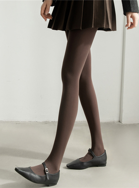 美拉德咖啡色连裤袜秋冬款灰色丝袜女高弹力哑光天鹅绒白色打底裤