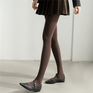 美拉德咖啡色连裤袜秋冬款灰色丝袜女高弹力哑光天鹅绒白色打底裤