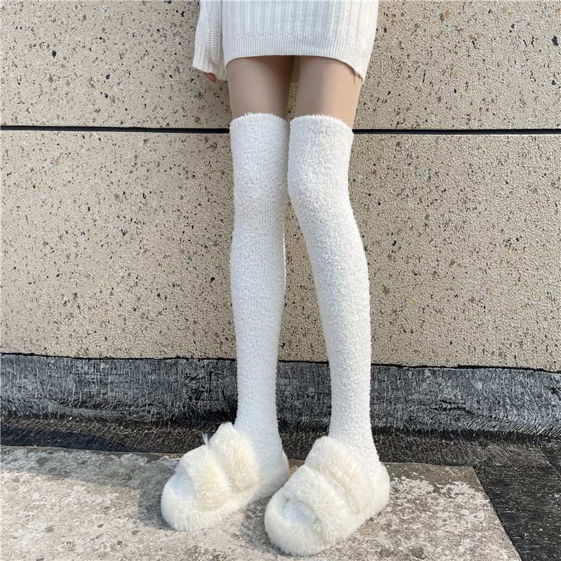 毛绒长筒袜秋冬加厚保暖过膝袜套