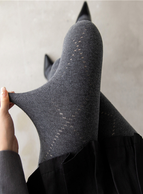 秋冬灰色连裤袜复古菱格打底裤女羊绒保暖加厚白丝袜miu系打底袜