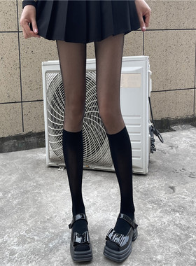 拼接丝袜薄款假小腿连裤性感黑丝