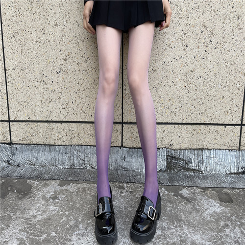 紫色渐变丝袜薄款千禧辣妹个性