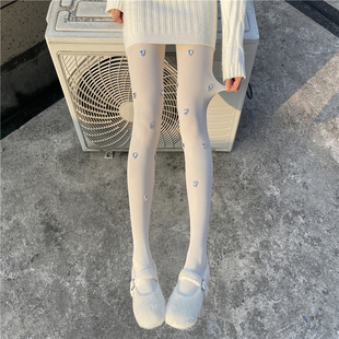 立体爱心钻白丝袜洛丽塔Lolita袜子JK日系打底袜女纯欲白色连裤 袜