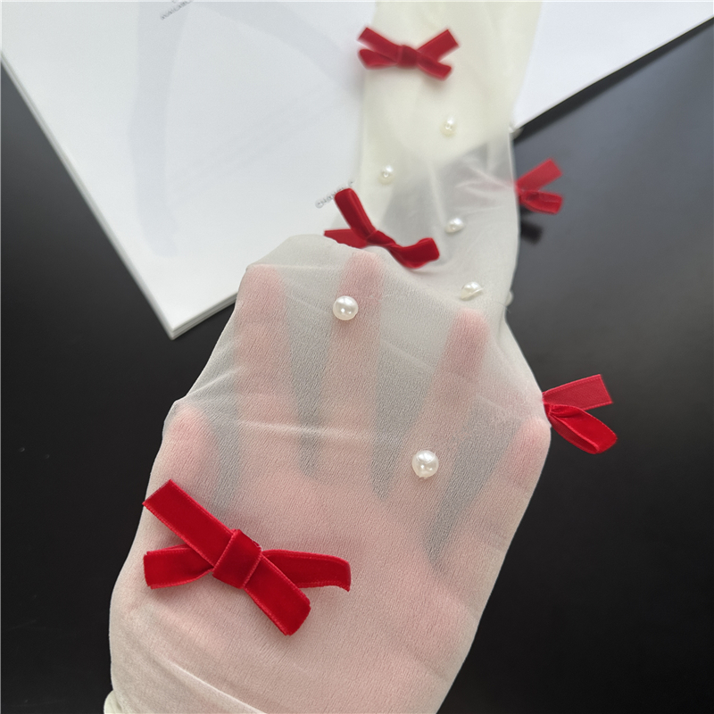 纯欲风红色蝴蝶结丝袜真好看！