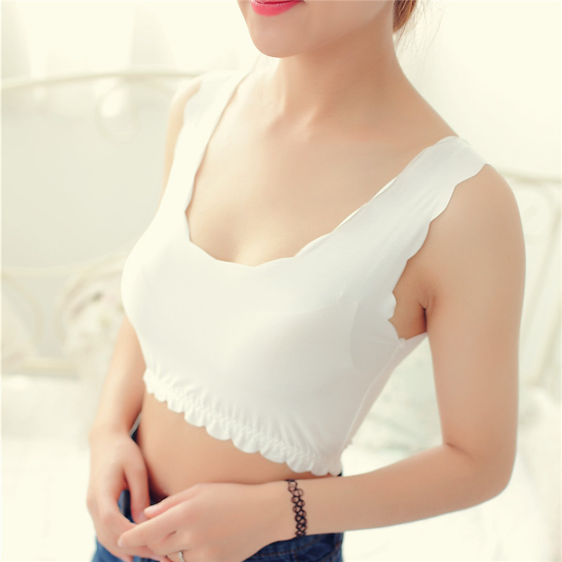 [클리어런스] 아이스 실크 무봉제 캐미솔 여성 짧은 여름 얇은 노출 방지 튜브 탑 속옷은 외부에서 착용 가능