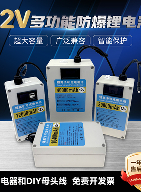 12V锂电池大容量LED疝气灯音响球机监控UPS电源户外移动充电电瓶
