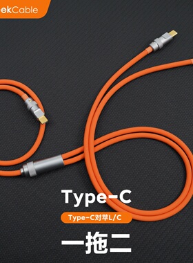 GeekCable一拖二Type-C充电硅胶线适用于苹果手机华为安卓笔记本