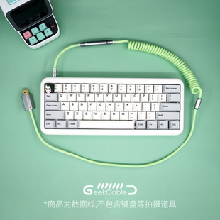 C客制化单色抹茶绿 GeekCable手工电脑机械键盘弹簧数据线Type