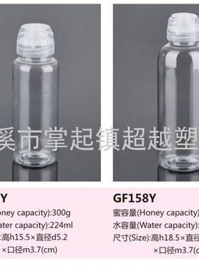 300g500g长条挤压蜂蜜瓶秋梨膏瓶 果汁饮料瓶 透明瓶(GF157Y)