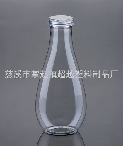 360ml扁形塑料瓶 果汁瓶果汁杯 水果茶瓶 铝盖 网红饮料瓶(LG092)