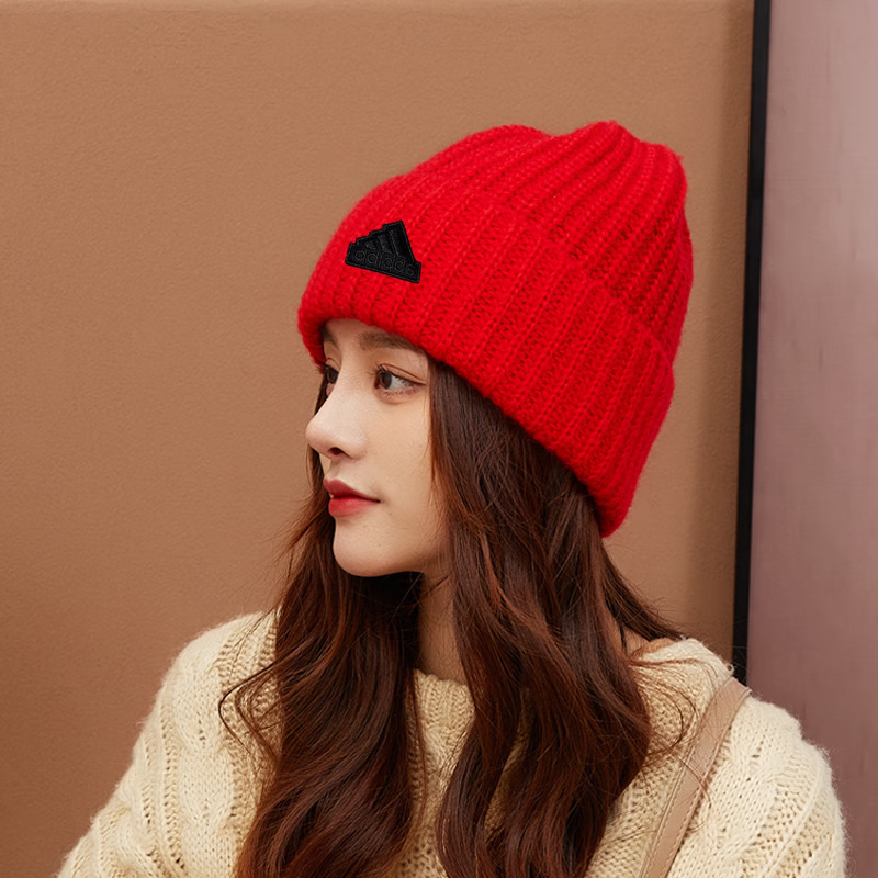 阿迪达斯针织保暖毛线帽假一罚十