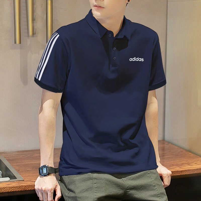 阿迪达斯男士短袖polo衫2026夏季翻领运动服宽松舒适透气休闲半袖