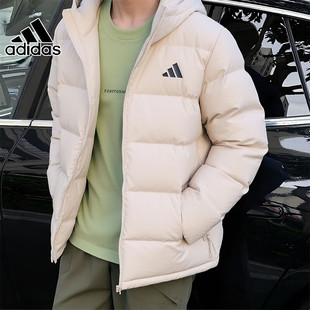阿迪达斯羽绒服男士2026春季新款运动服保暖连帽上衣男款外套棉袄