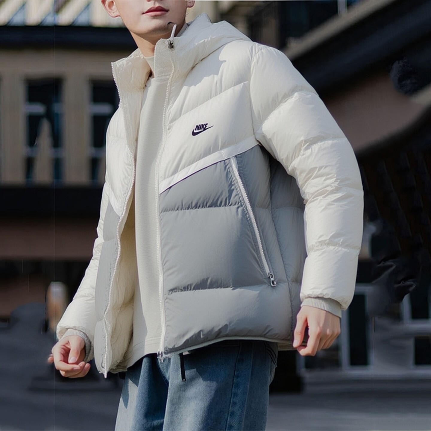Nike耐克正品连帽羽绒服男装保暖防风加绒加厚面包服休闲训练外套