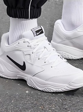 NIKE耐克CURT LITE 2网球鞋正品白运动鞋轻便跑步鞋冬季新款男鞋