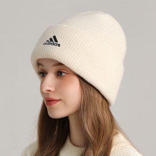 Adidas阿迪达斯帽子男女针织帽冬季防寒帽户外运动跑步骑行毛线帽