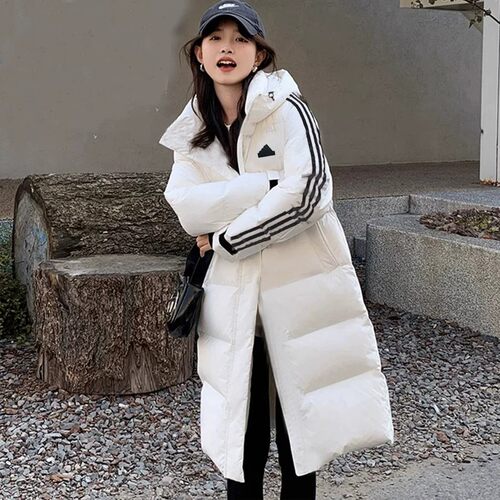 阿迪达斯女过膝加厚羽绒服