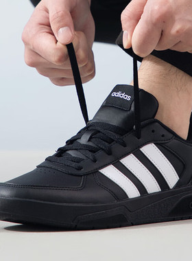 阿迪达斯男女鞋冬季新款板鞋黑色低帮篮球运动鞋透气休闲鞋JS3012