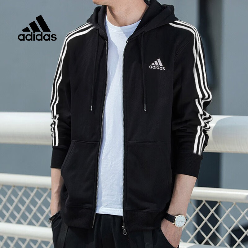 阿迪达斯外套男连帽针织夹克上衣