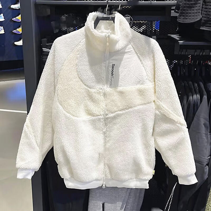 耐克棉服外套男士女装春季新款情侣款加厚保暖上衣摇粒绒立领夹克