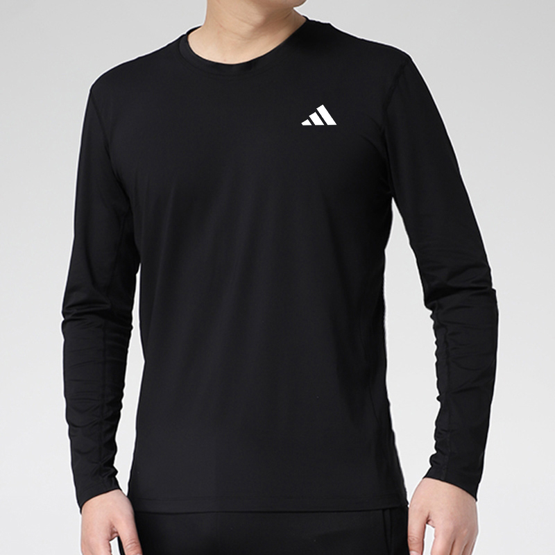 Adidas阿迪达斯长袖T恤男秋季透气健身运动服打底衫室外跑步上衣