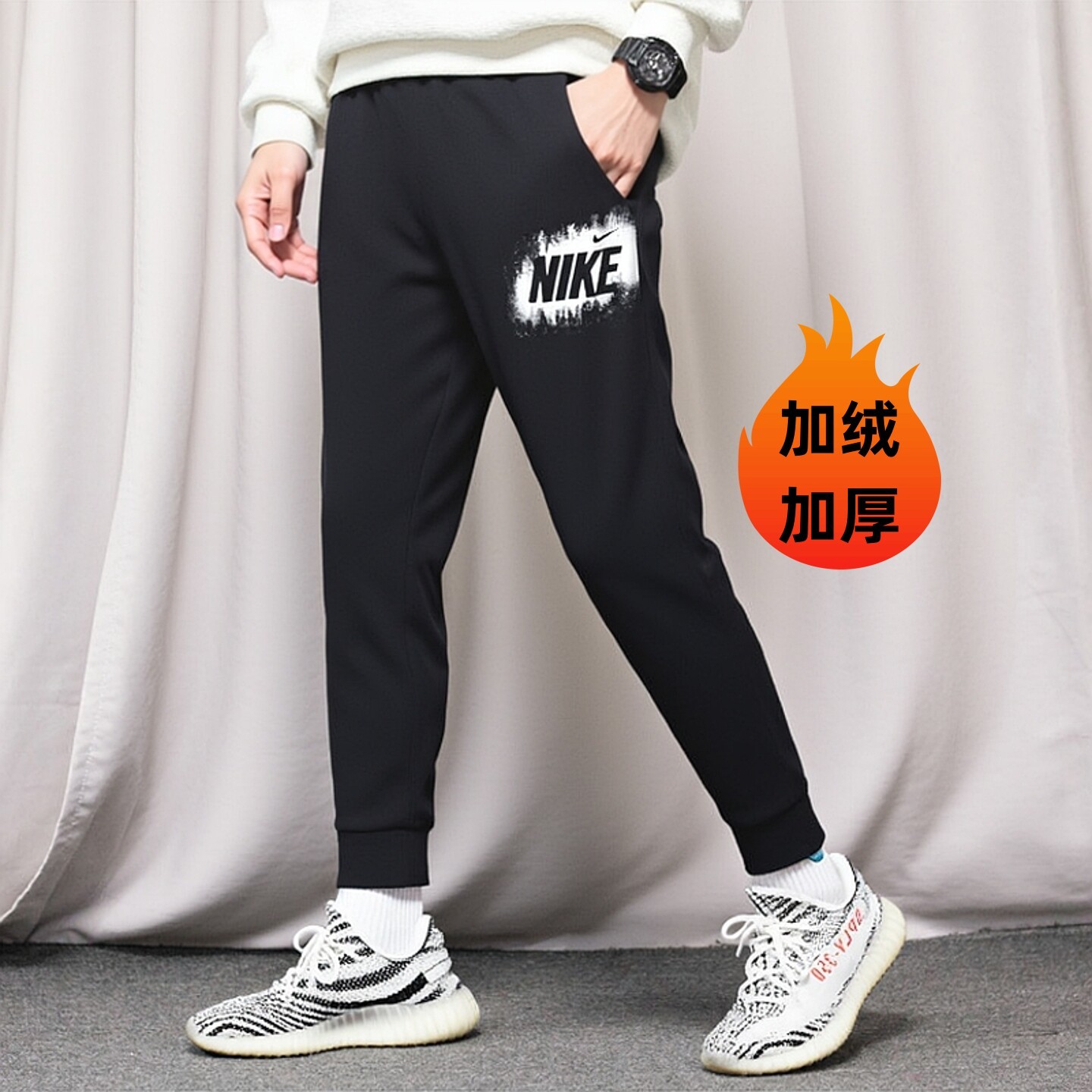 Nike耐克裤子锥形小脚裤冬季新款加绒长裤厚款男裤跑步运动裤卫裤