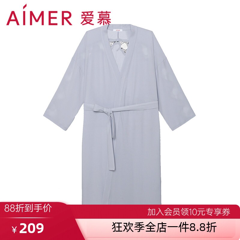 爱慕睡衣女可外穿夏季简约21AW暖柔长款家居服睡袍AM487731
