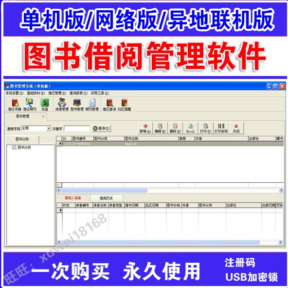 2025图书管理系统图书租借管理 图书借阅软件单机网络版USB加密锁