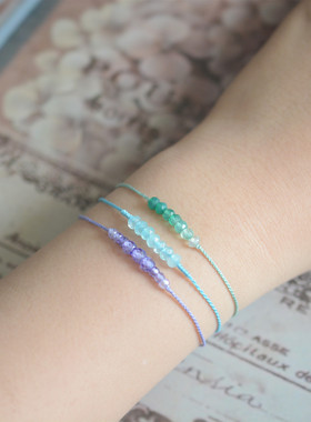 极简天然石手工编织手绳极细手链