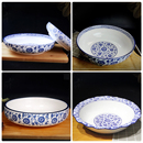 青花陶瓷大汤碗水煮鱼酸菜鱼汤盆浅碗炒菜深盘防烫双耳商用冒菜碗