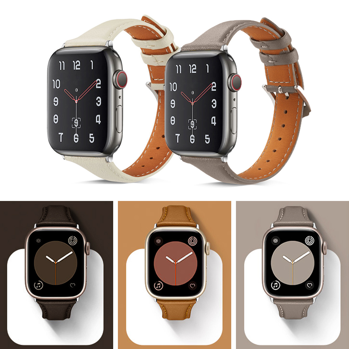 适用apple watch苹果真皮表带 iWatch苹果小蛮腰水滴扣真皮革