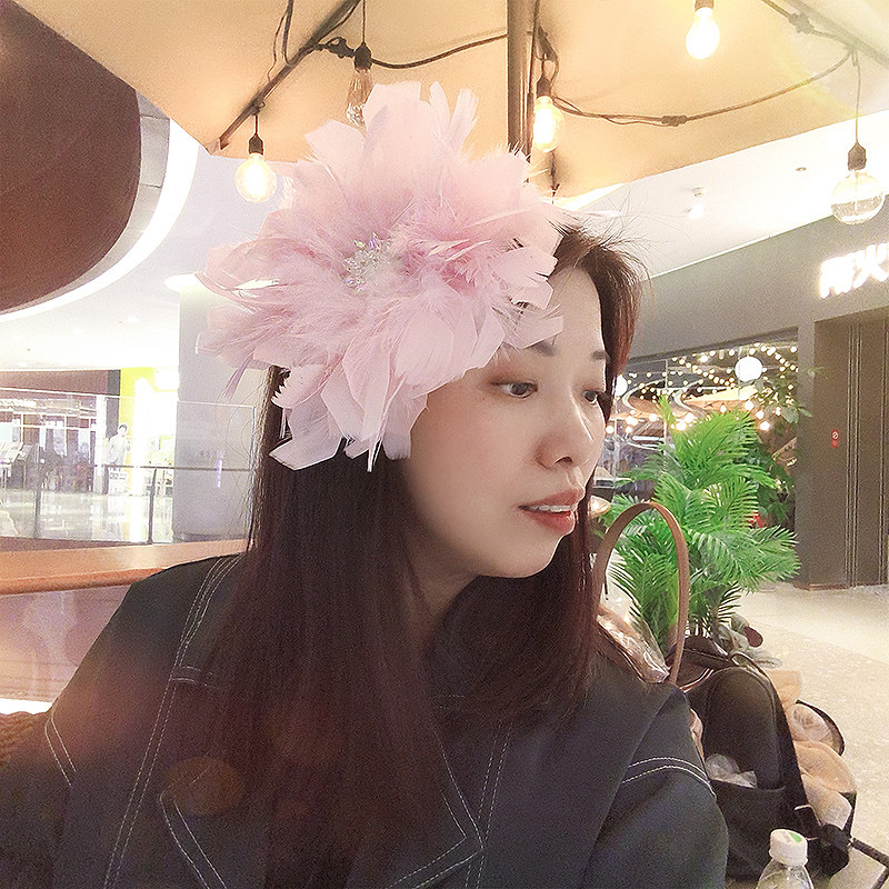 原创手工镶钻大羽毛边夹女减龄毛毛鸭嘴夹秋冬发夹侧边夹刘海夹,饰品/流行首饰/时尚饰品新,发饰,淘宝优惠券,粉丝福利购,淘宝优惠卷