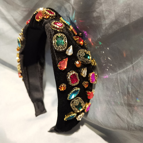 发卡水晶压发头箍打结丝绒发箍