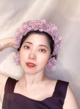 原创新款少女粉紫色娟纱花朵发箍仙美气质发卡头饰森系头箍演出