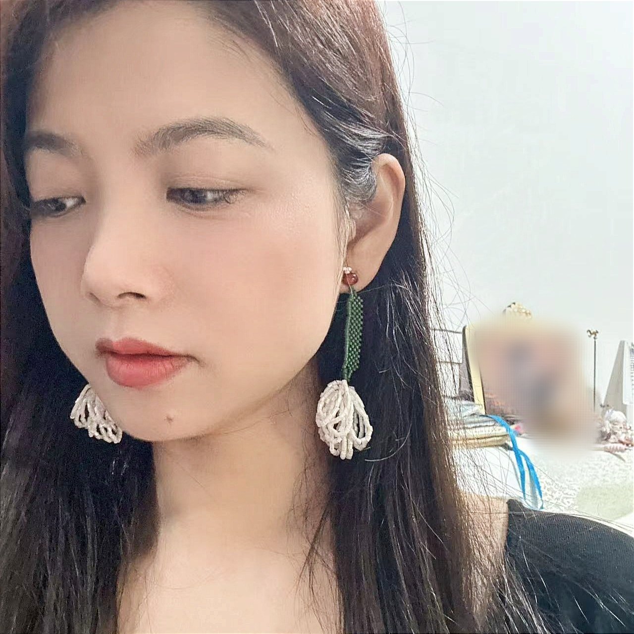 复古港风绿色串珠流苏耳环女气质花朵长款耳坠925银针耳钉女耳夹,饰品/流行首饰/时尚饰品新,耳环,淘宝优惠券,粉丝福利购,淘宝优惠卷