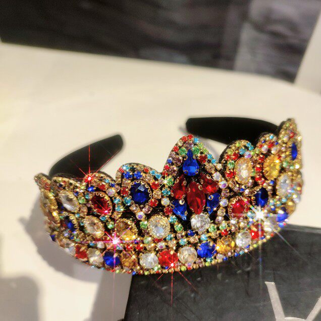 高级感头箍发卡彩钻皇冠宫廷风