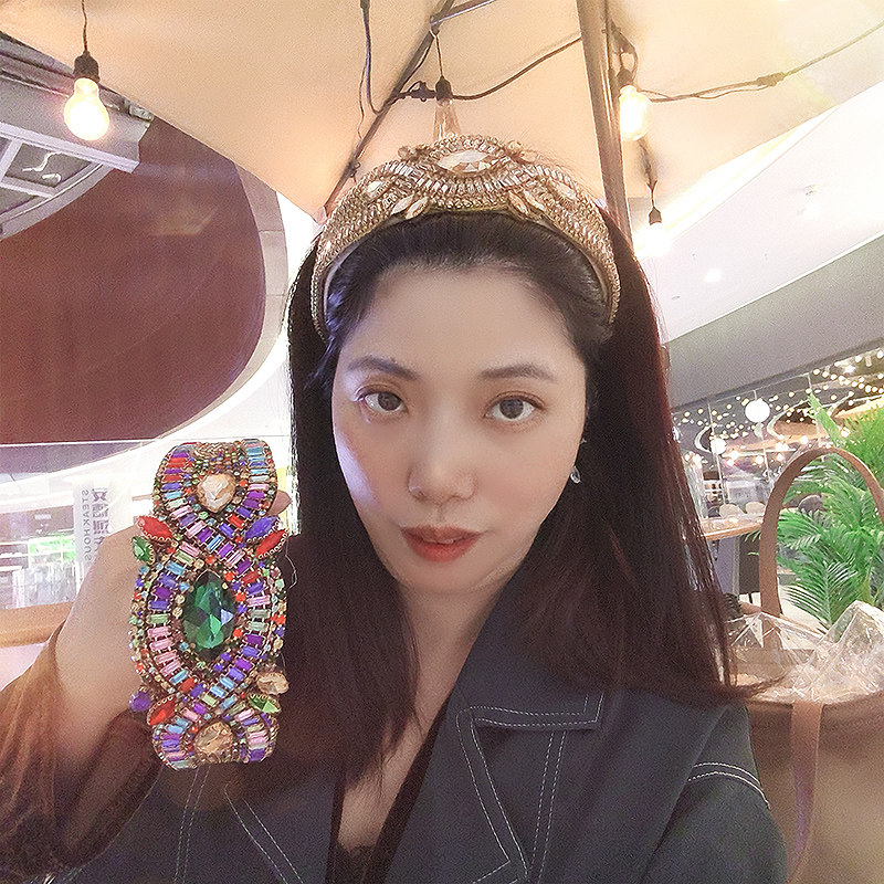 高级感镶钻水晶发箍外出带齿发饰