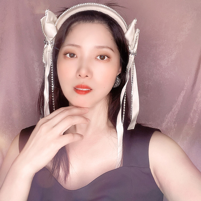 甜美镶钻蝴蝶结流苏发卡带齿发箍