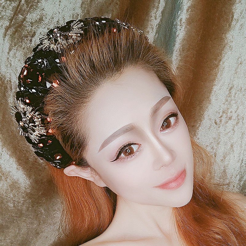 发箍紫色水晶复古带齿高颅顶发卡