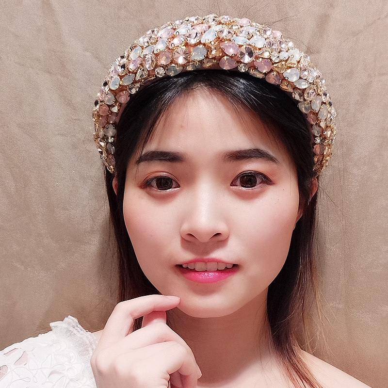 新款粉色彩钻加厚防滑水晶发饰图片