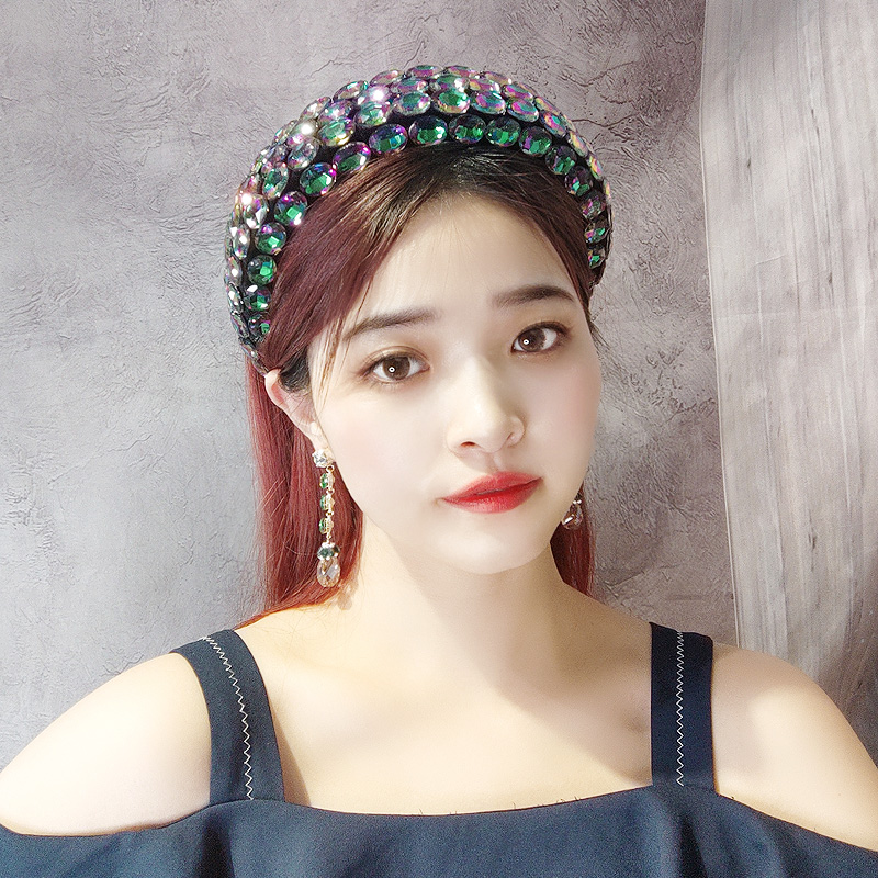 复古绿紫水晶发箍高颅顶发卡