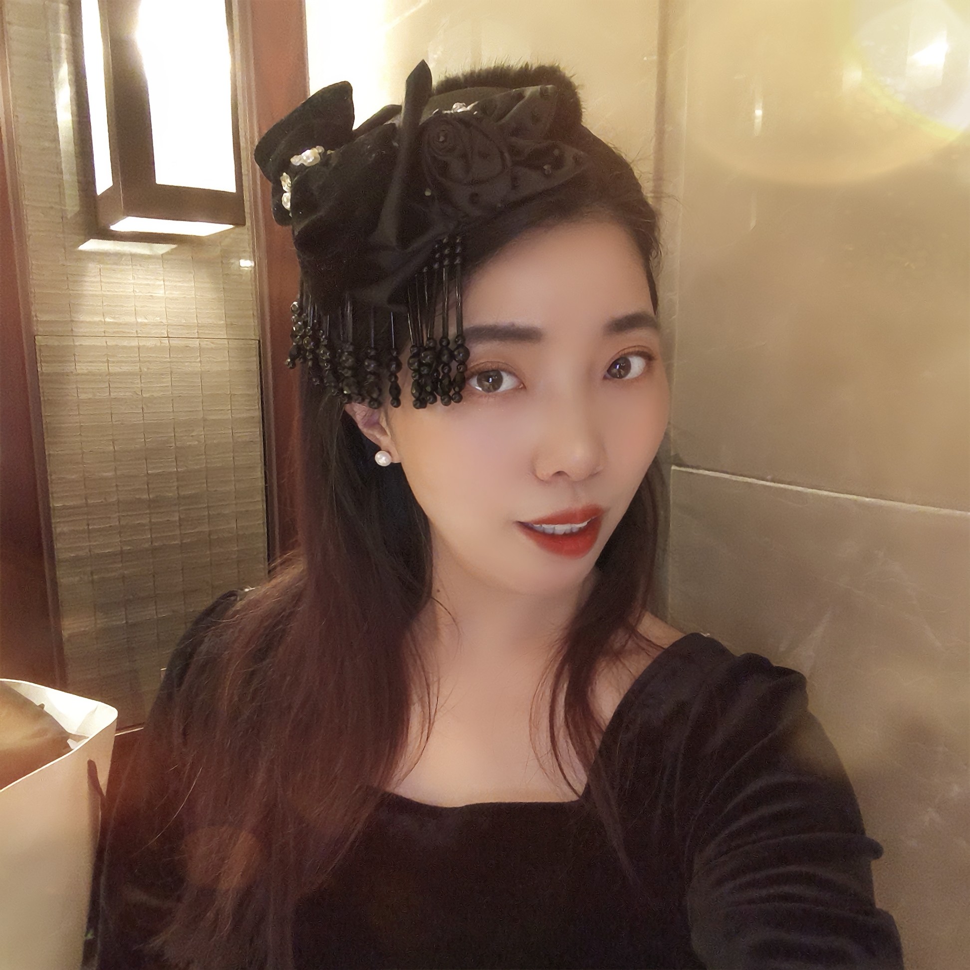 2026新款高级感蝴蝶结发箍礼帽