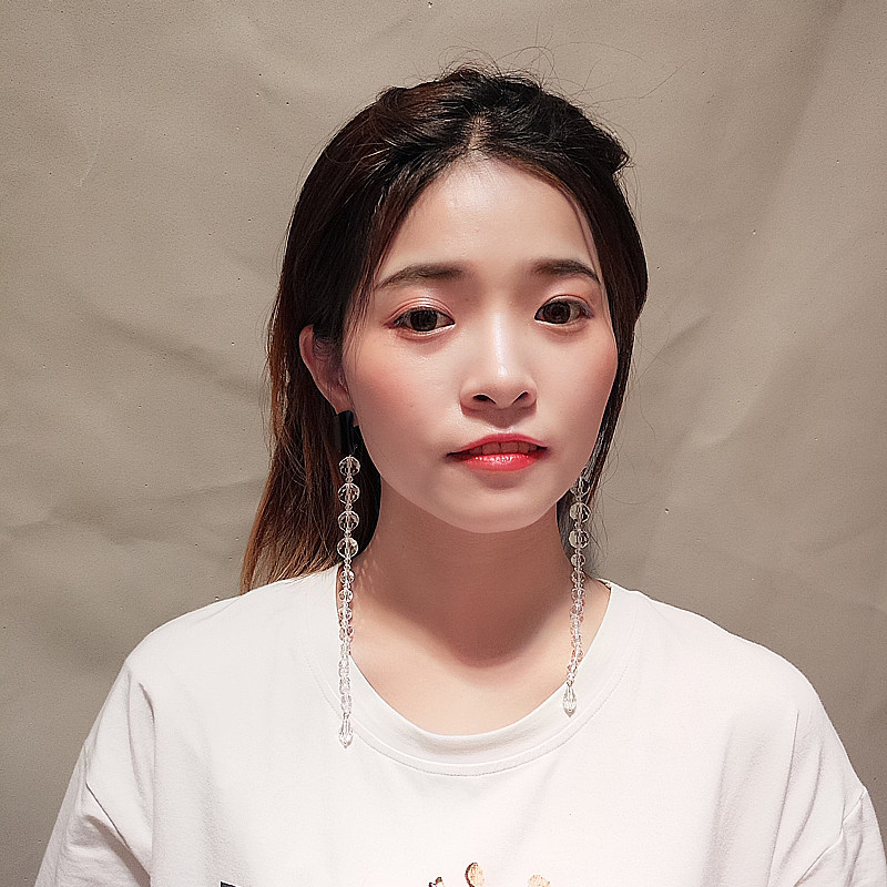 夸张透明水晶流苏耳环个性潮女透明水晶耳钉女酷帅长款耳夹A422