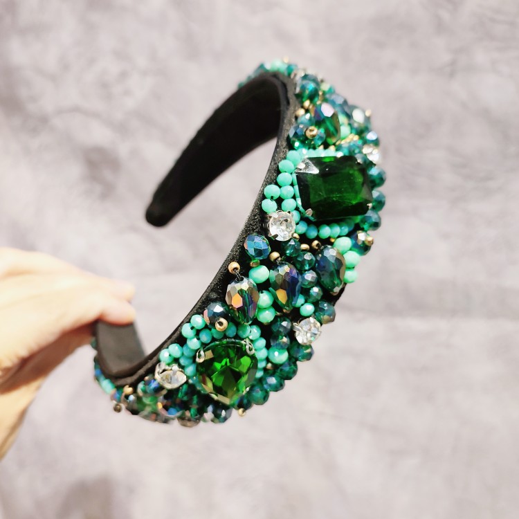 绿色宝石水晶头箍水晶发卡