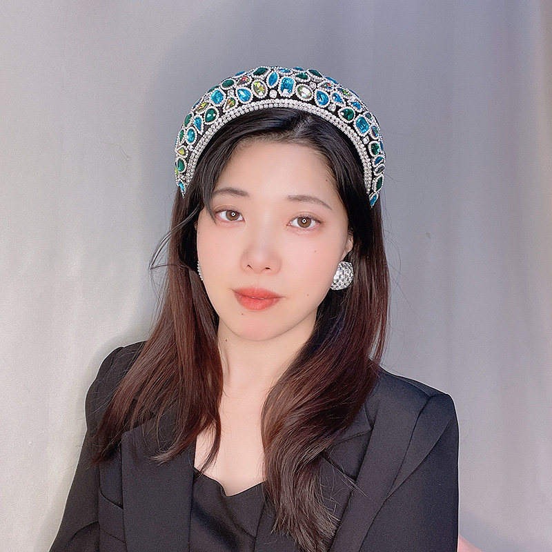 2026新款不规则七彩水晶发箍带齿