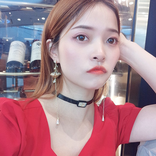 复古耳饰金色镶钻花朵流苏耳环女
