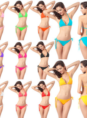 绑带泳衣比基尼性感三点式bikini
