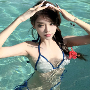 小胸聚拢性感纯欲度假游泳装 韩国2025新款 bikini分体比基尼三点式