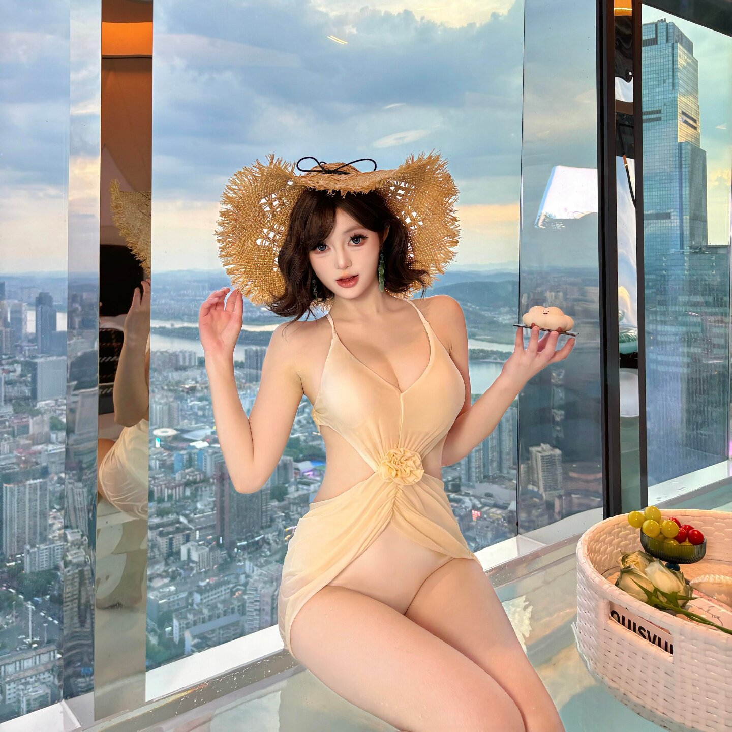 泳衣女网红女士连体绝美度假温泉